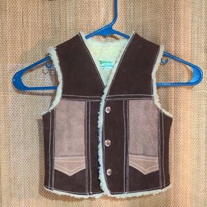 Boys Toddler Leather Fur Lined Vest